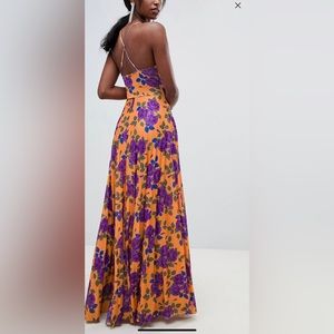 ASOS FLORAL MAXI DRESS ORANGE and PURPLE